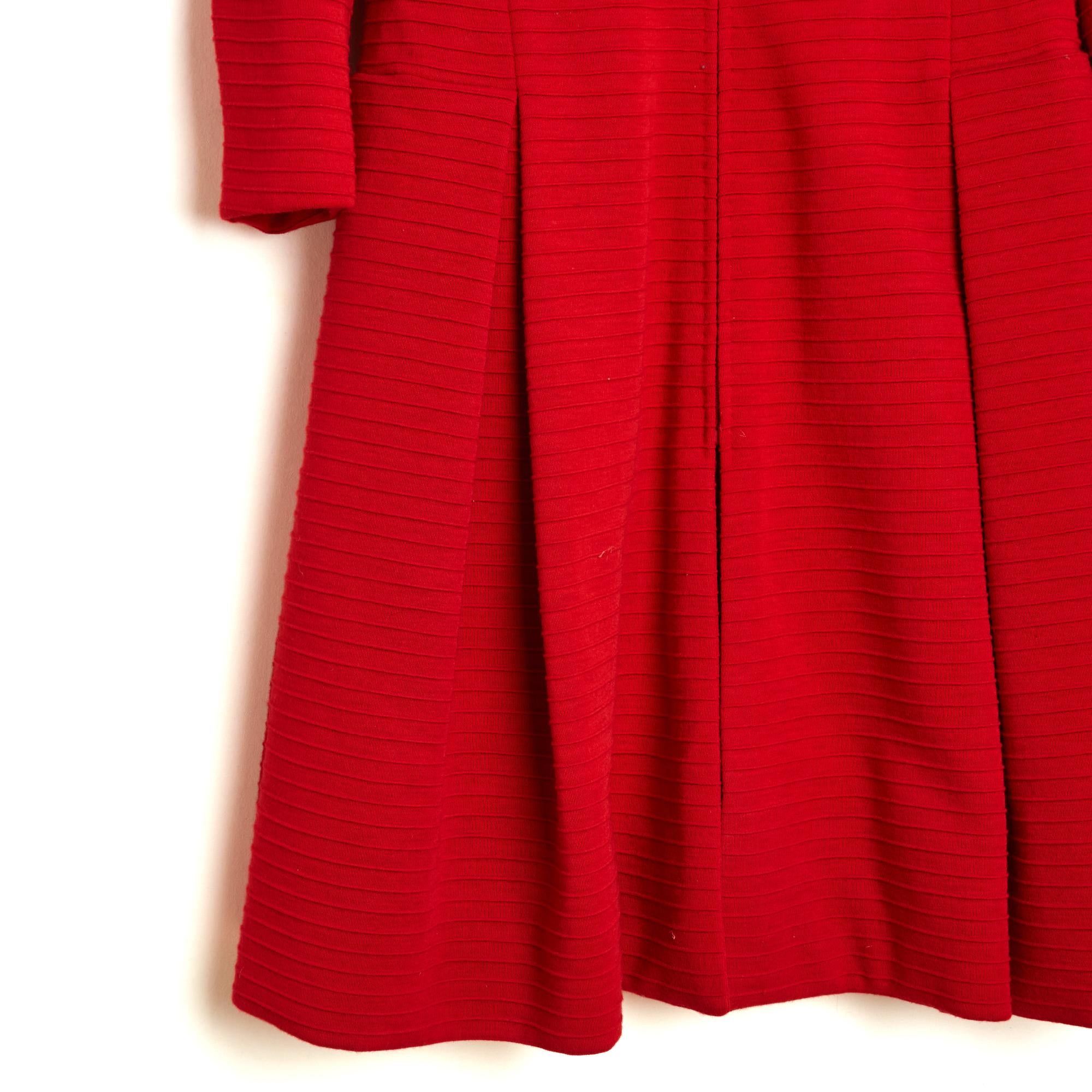 Christian Lacroix 1988 Manteau rouge FR42 Rot Wolle Couture Mantel UK14 US12 im Angebot 2