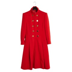Vintage Christian Lacroix 1988 Manteau rouge FR42 Red Wool Couture Coat UK14 US12