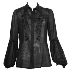 Christian Lacroix 1990s Black Blouse with Bows Size 8.