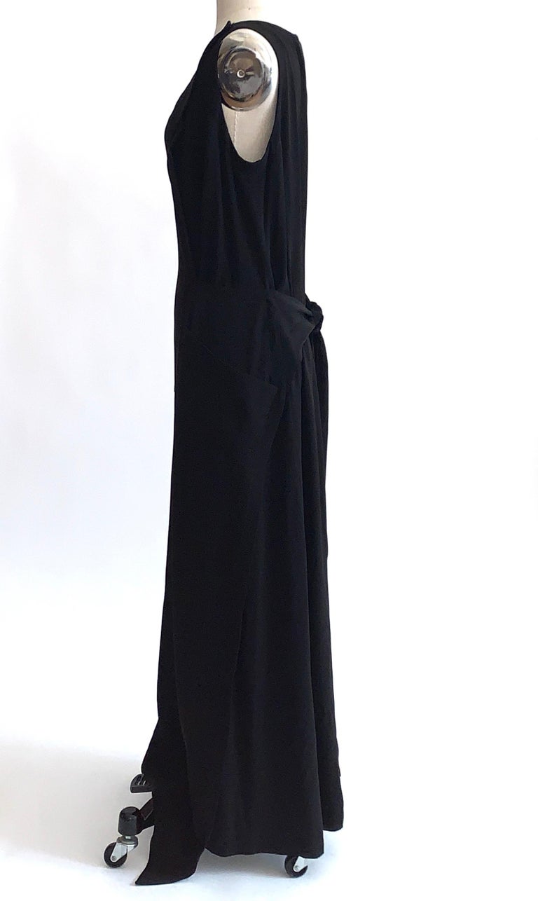 Christian Lacroix 1990s Black Gold Accent Pocket Front Maxi Wrap Dress