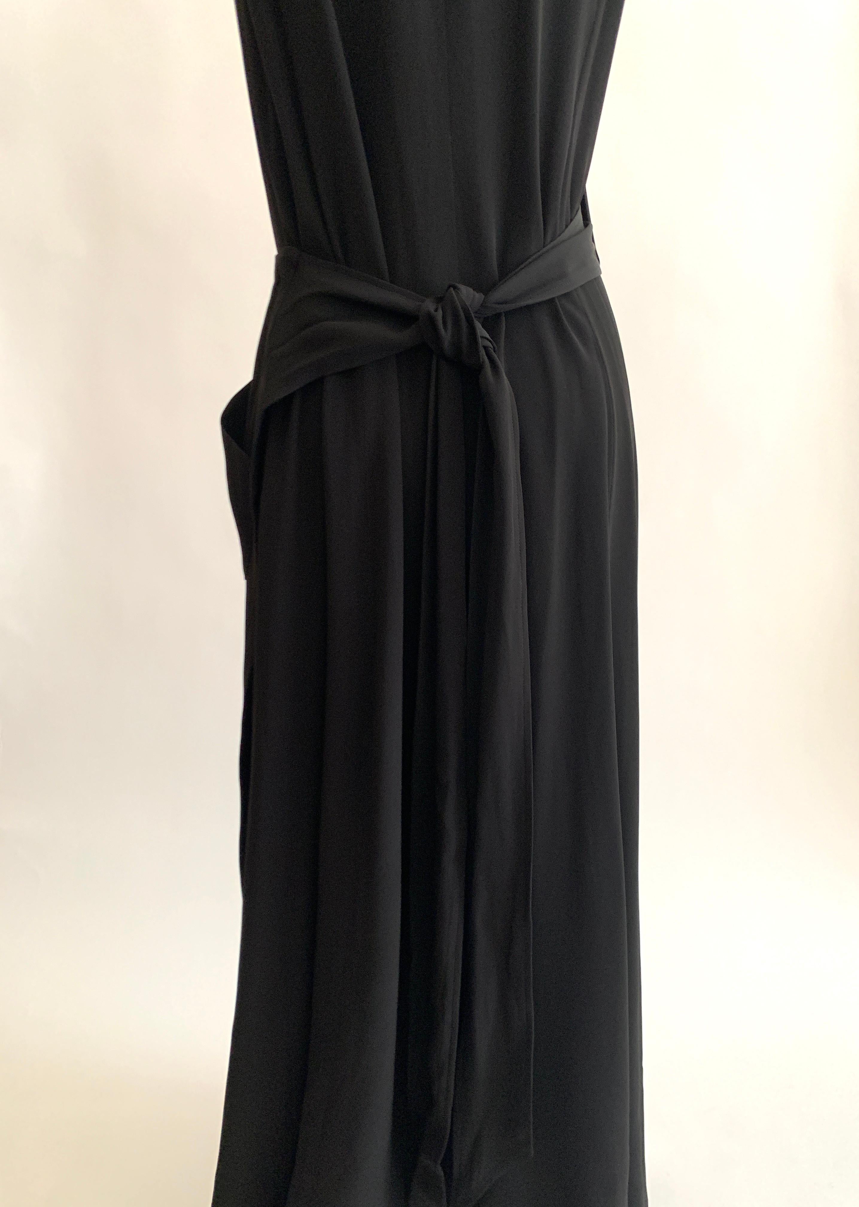 Christian Lacroix 1990s Black Gold Accent Pocket Front Maxi Wrap Dress Gown For Sale 1