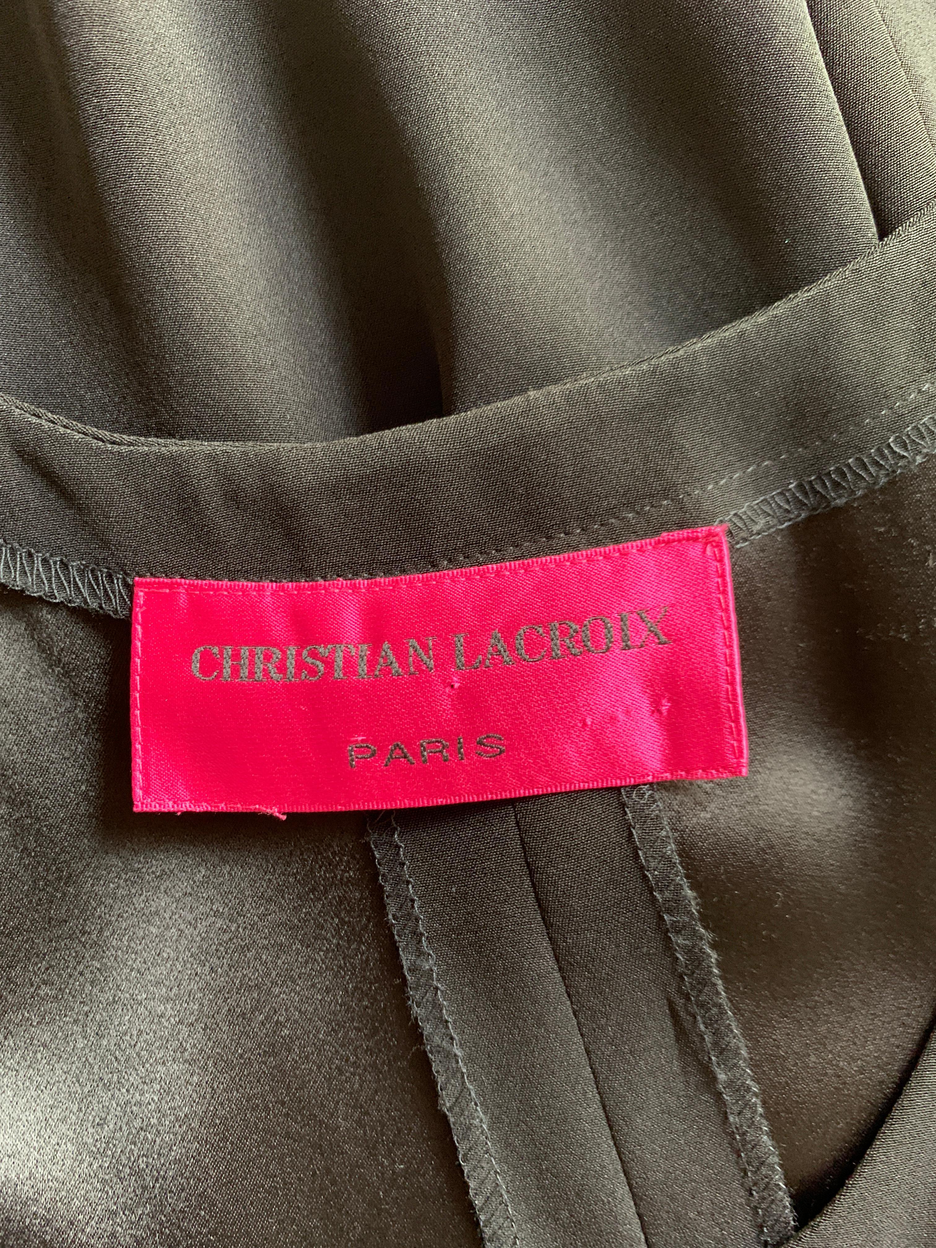 Christian Lacroix 1990s Black Gold Accent Pocket Front Maxi Wrap Dress Gown For Sale 2