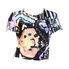 Christian Lacroix 1990s Colorful Abstract Pixel Print Jersey Knit T-Shirt Top