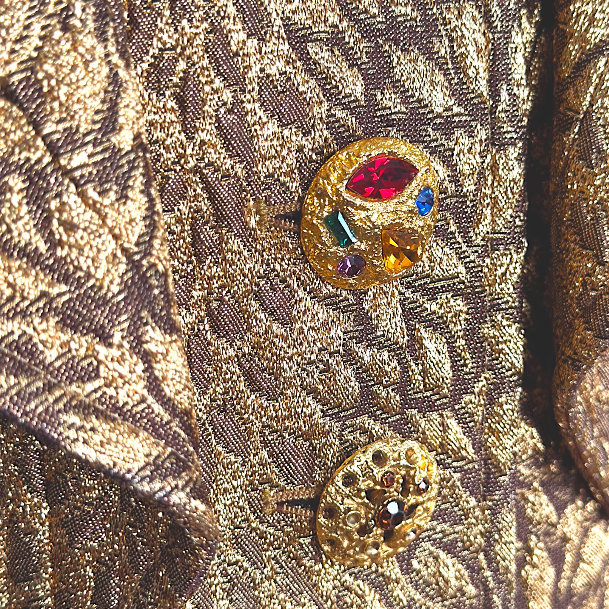 Marrone Christian Lacroix, giacca barocca in broccato d'oro degli anni '90 in vendita