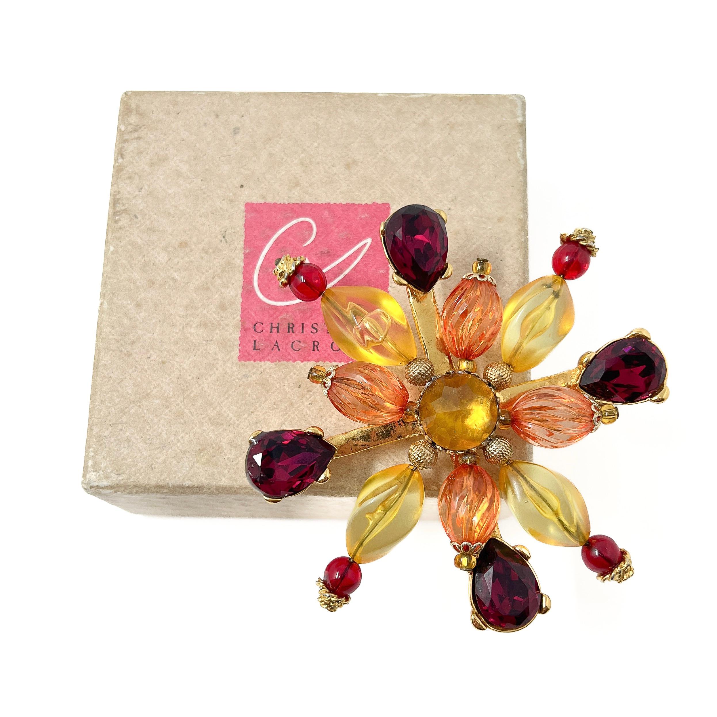 Christian Lacroix 1990s Gold Plated Vintage Flower Brooch For Sale 7