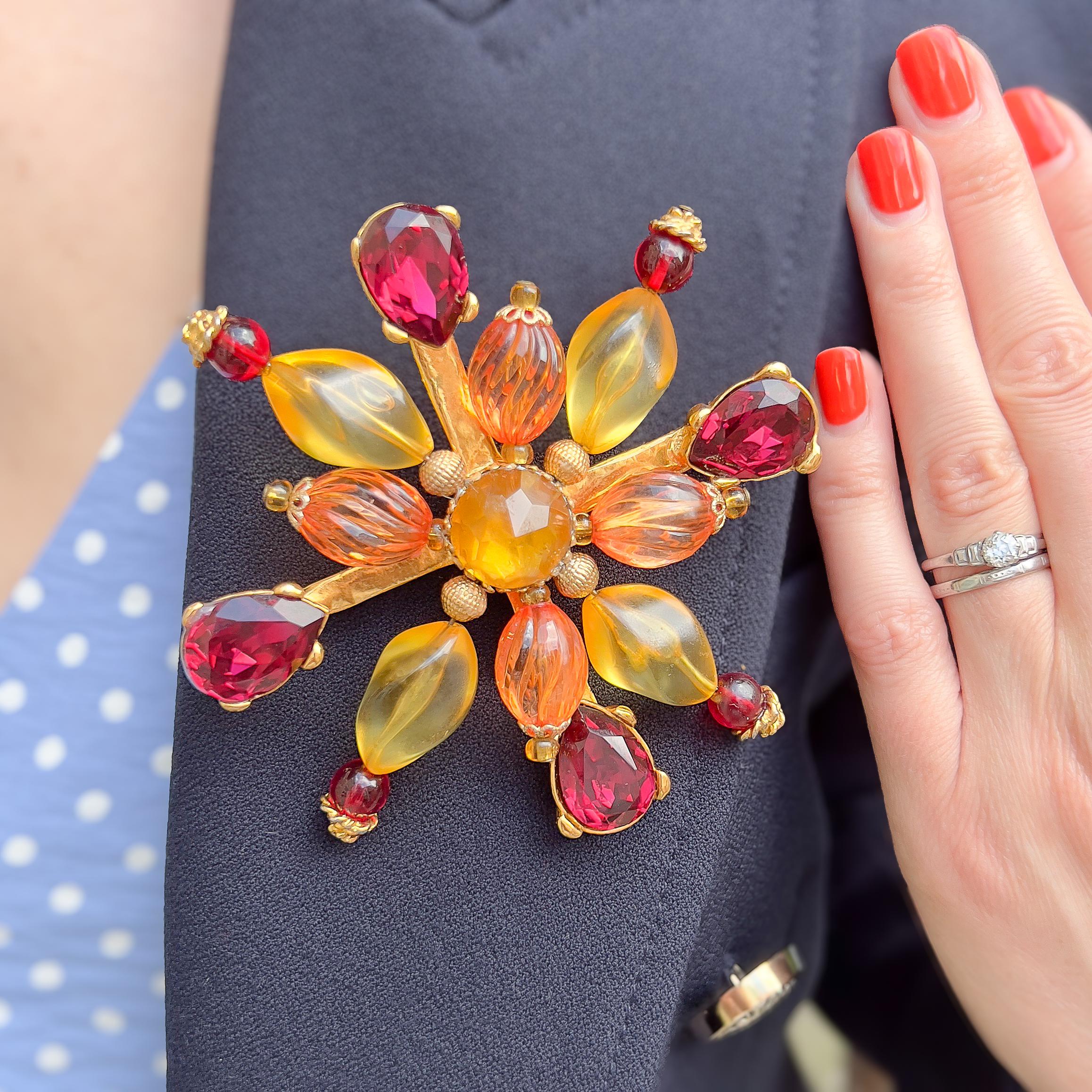 Christian Lacroix 1990s Gold Plated Vintage Flower Brooch In Good Condition For Sale In Skelmersdale, GB