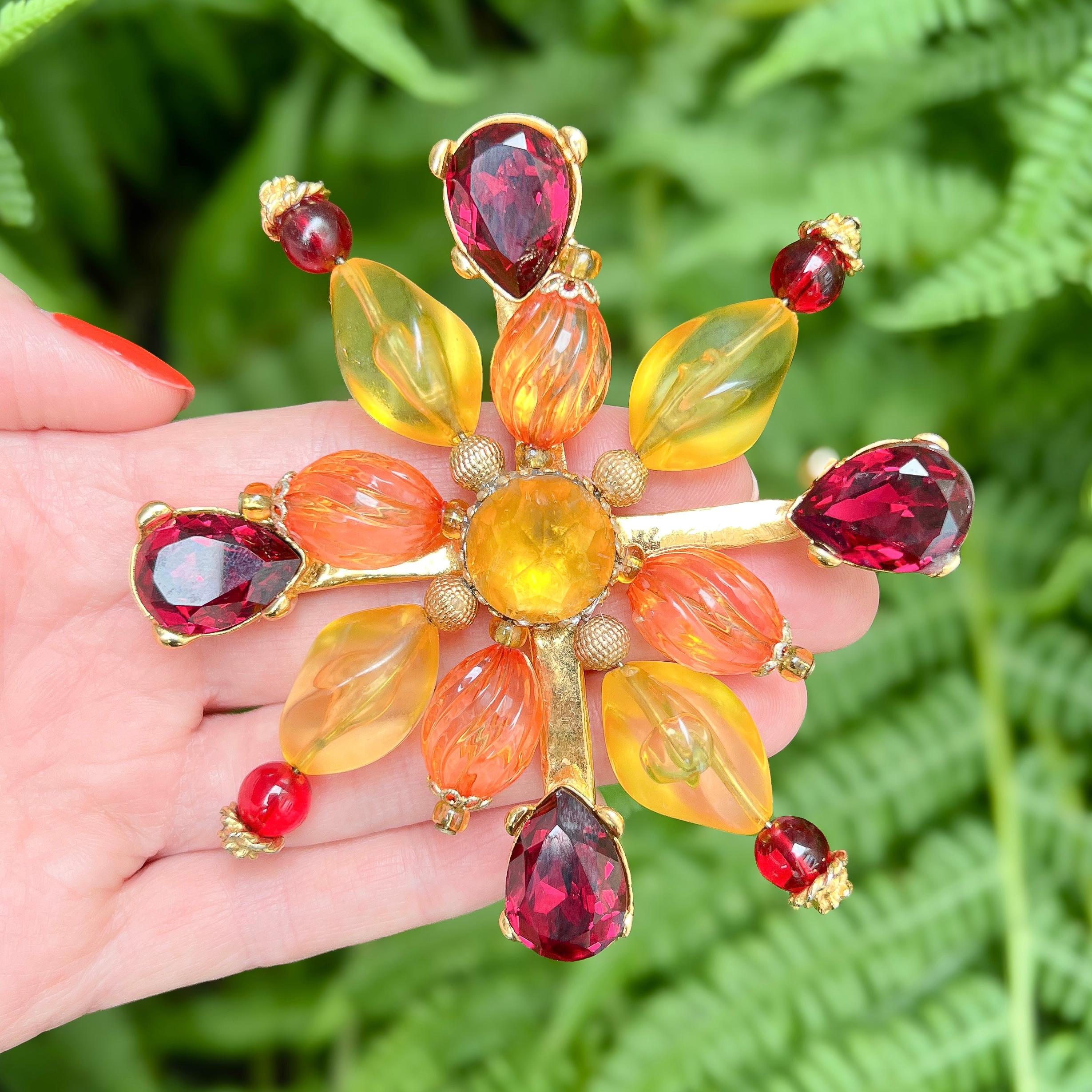 Women's Christian Lacroix 1990s Gold Plated Vintage Flower Brooch For Sale