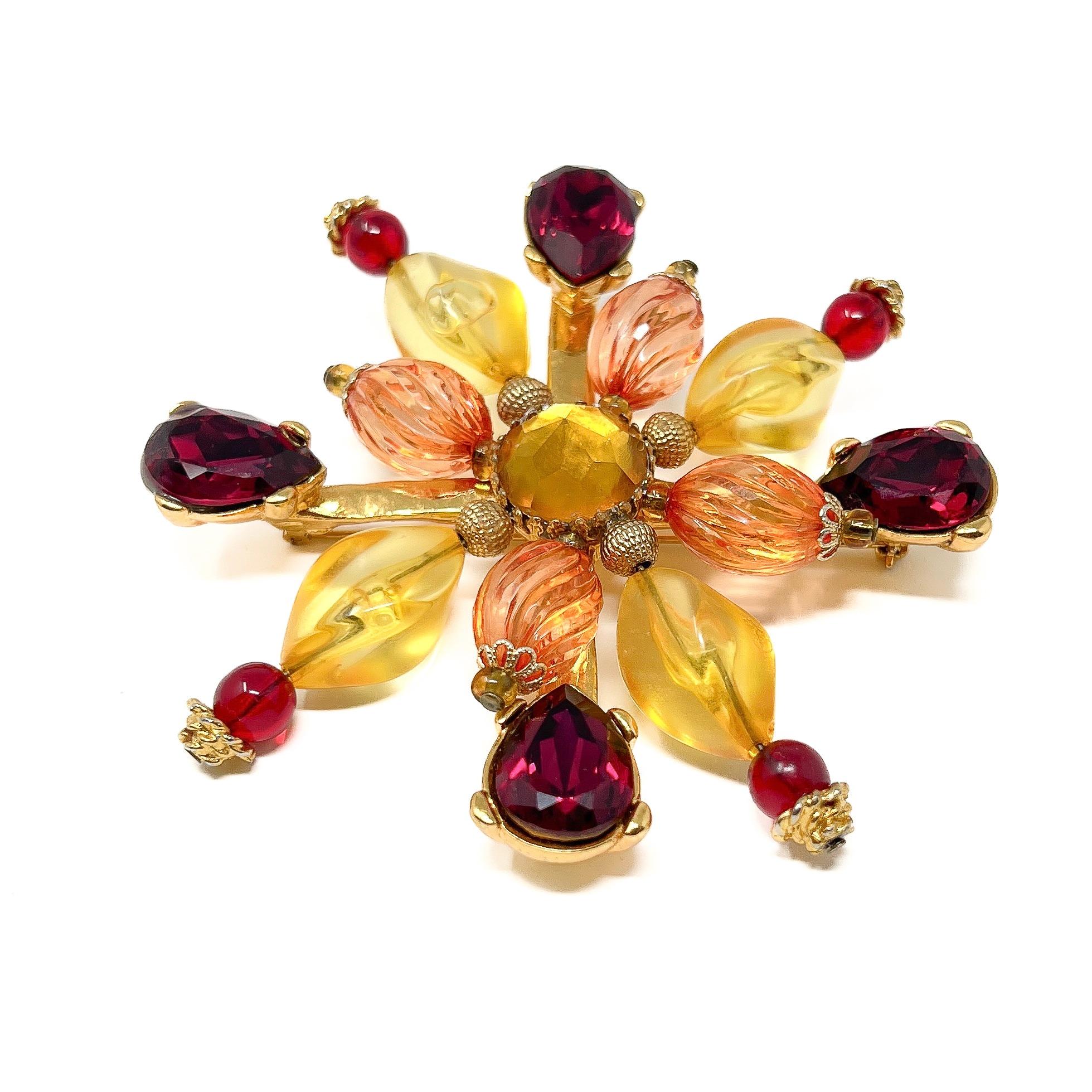 Christian Lacroix 1990s Gold Plated Vintage Flower Brooch For Sale 1