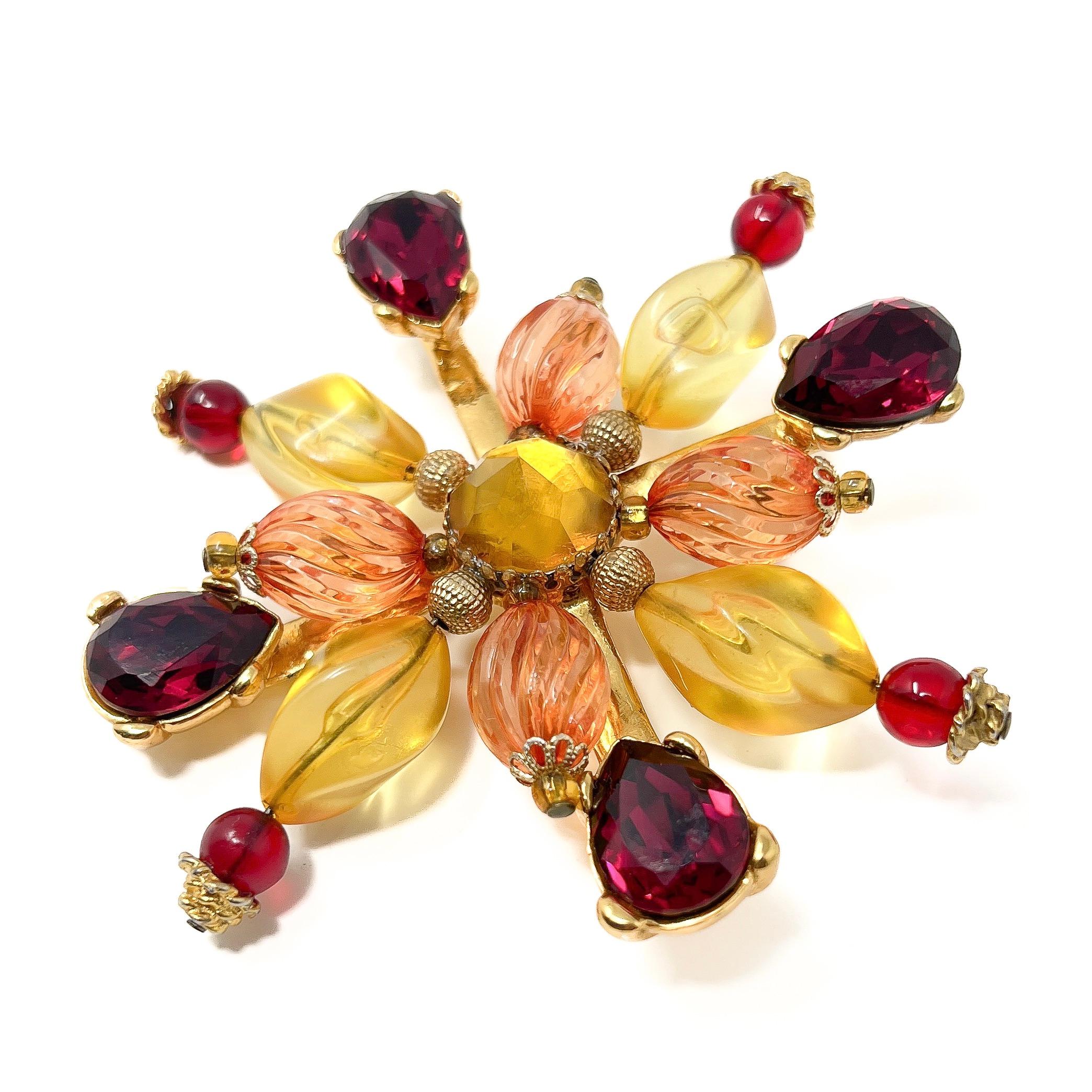 Christian Lacroix 1990s Gold Plated Vintage Flower Brooch For Sale 2