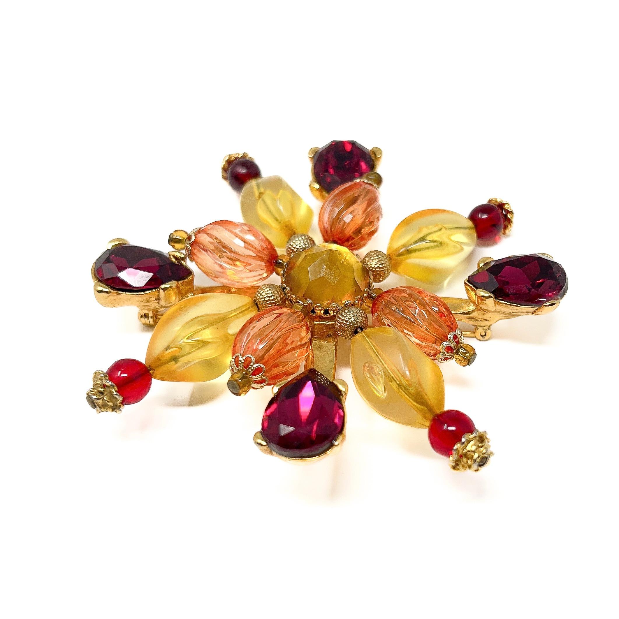 Christian Lacroix 1990s Gold Plated Vintage Flower Brooch For Sale 3