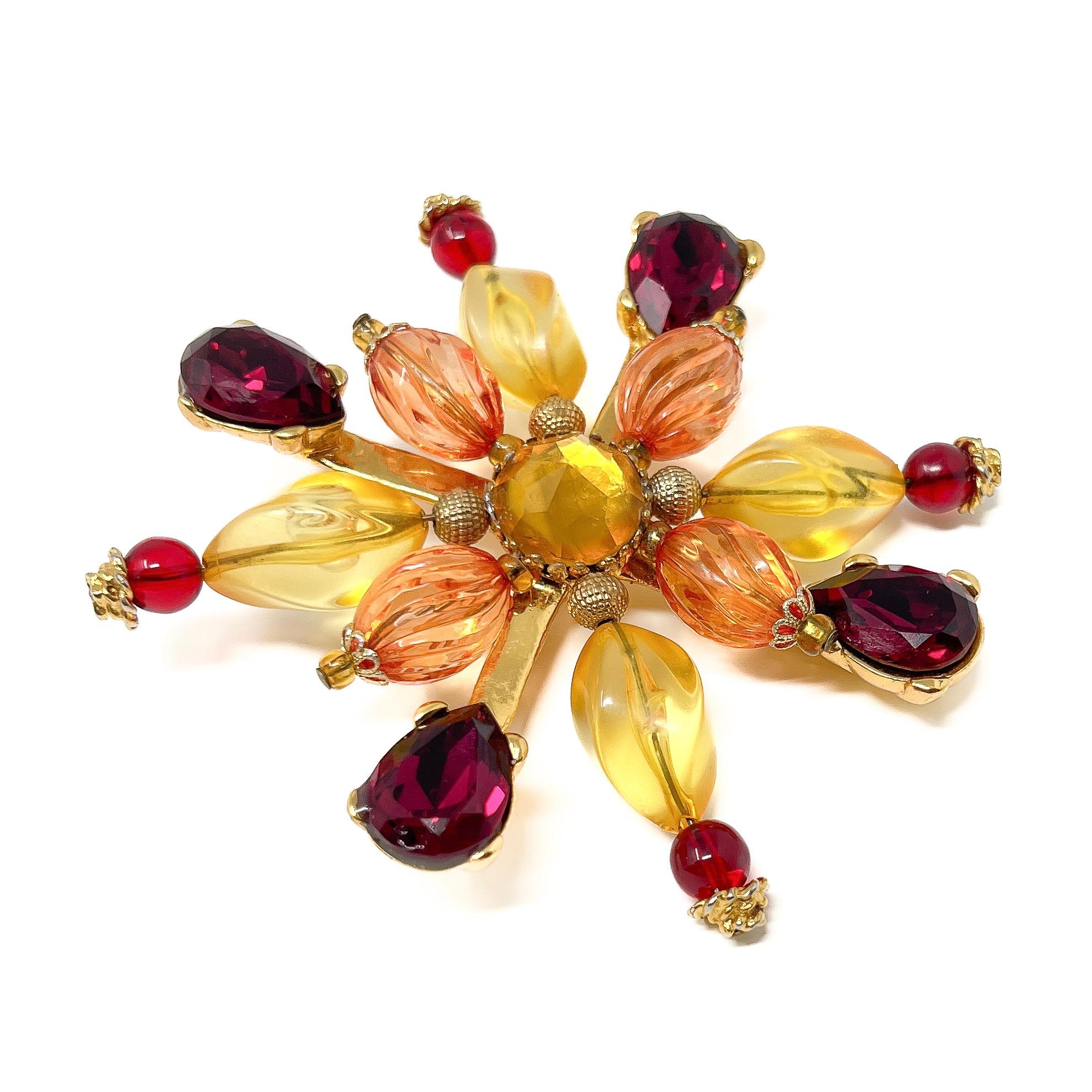 Christian Lacroix 1990s Gold Plated Vintage Flower Brooch For Sale 4