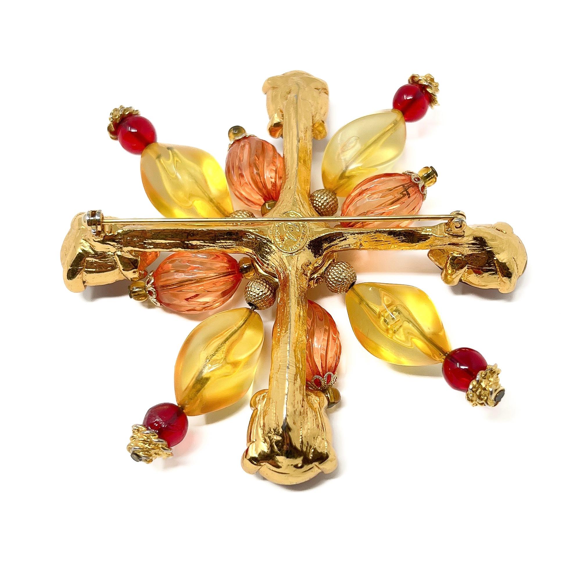 Christian Lacroix 1990s Gold Plated Vintage Flower Brooch For Sale 5