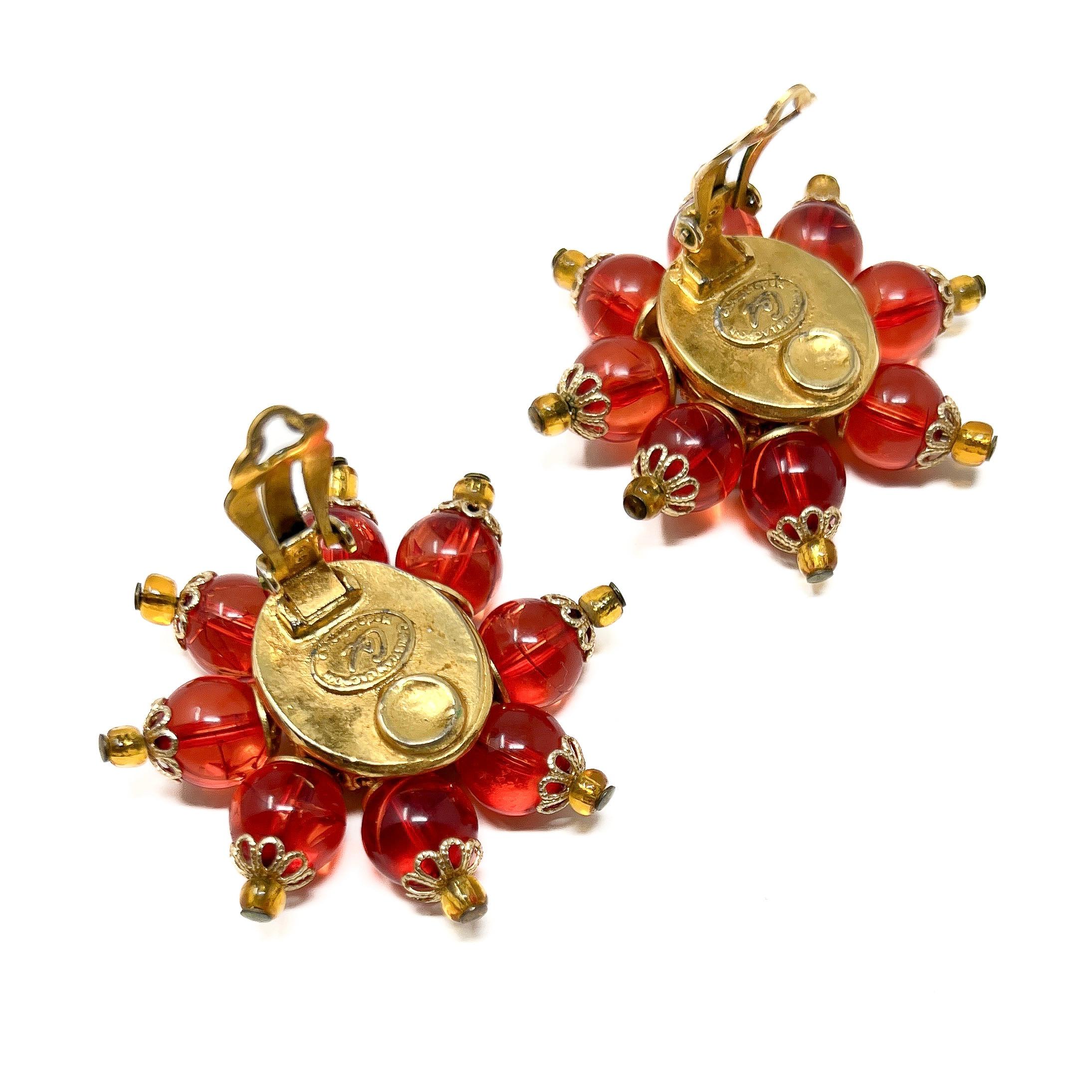 Christian Lacroix Pendientes Sol Vintage bañados en oro de los años 90 en venta 5