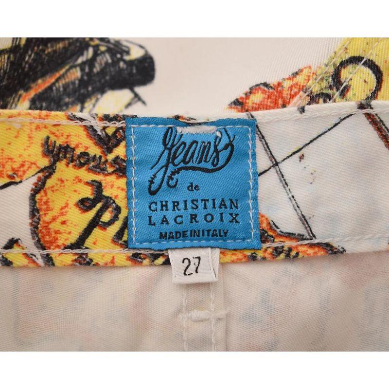 Christian Lacroix Vaqueros de cintura alta con estampado de mapas de los años 90 en Excelente estado para la venta en Sheffield, GB