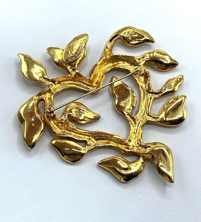 Christian Lacroix 1990s Iconic Heart of Vines & Leaves Gold Pin 6