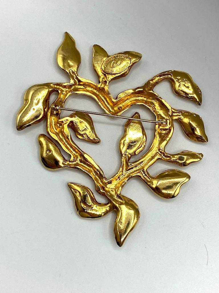 Christian Lacroix 1990s Iconic Heart of Vines & Leaves Gold Pin 8