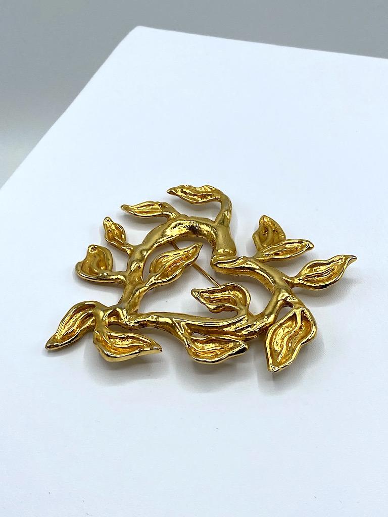 Women's or Men's Christian Lacroix 1990s Iconic Heart of Vines & Leaves Gold Pin
