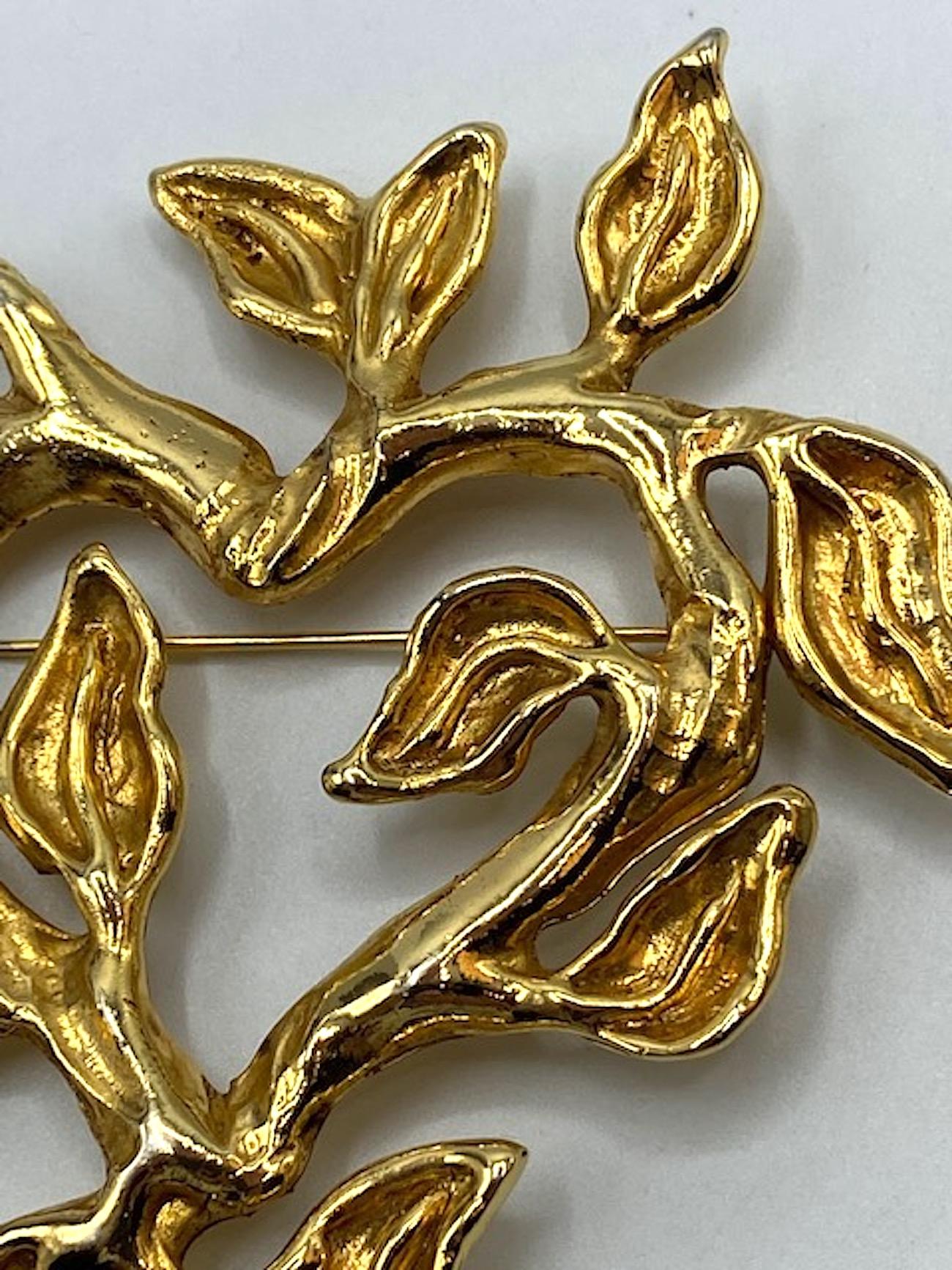 Christian Lacroix 1990s Iconic Heart of Vines & Leaves Gold Pin 2