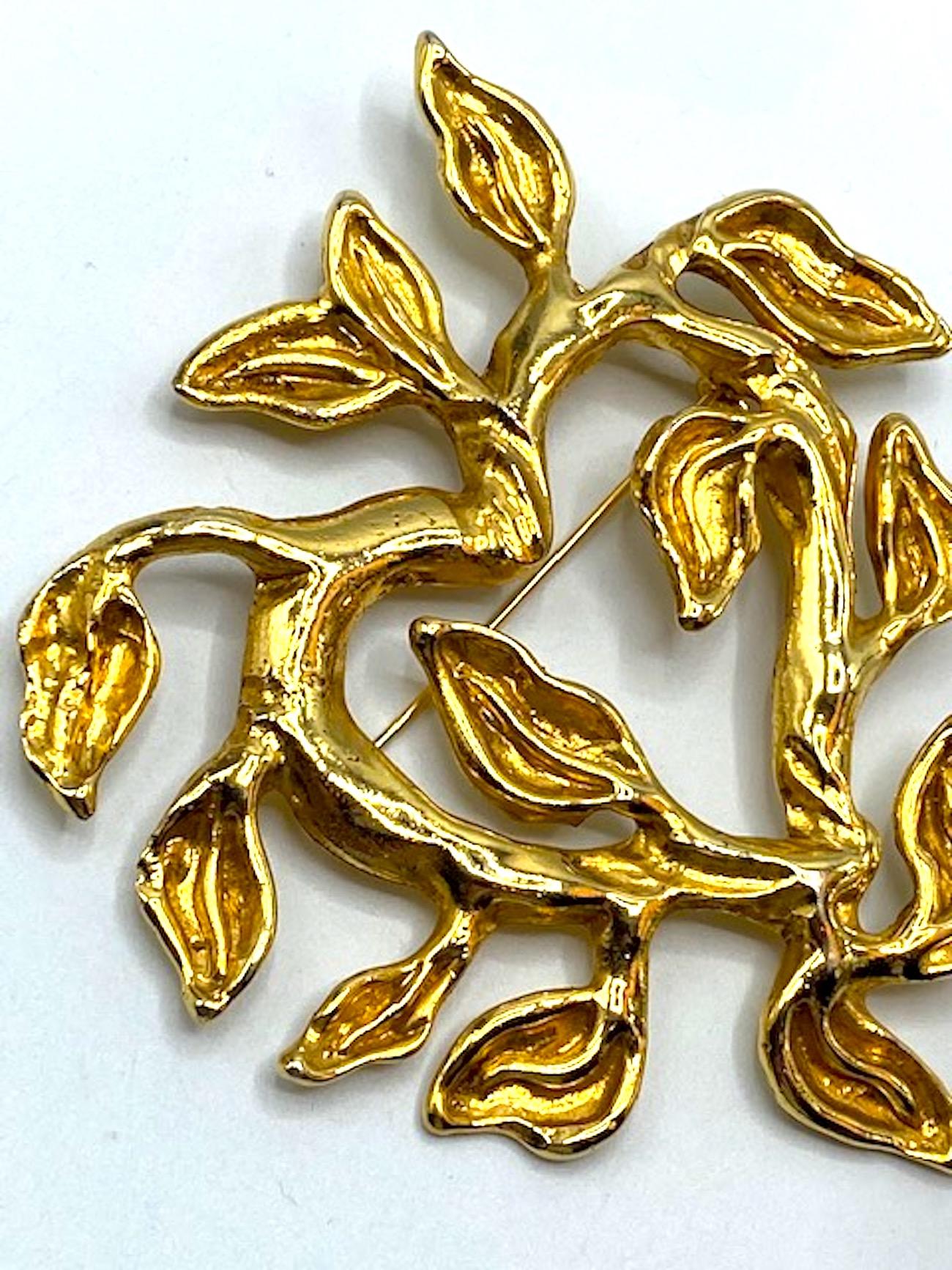 Christian Lacroix 1990s Iconic Heart of Vines & Leaves Gold Pin 3