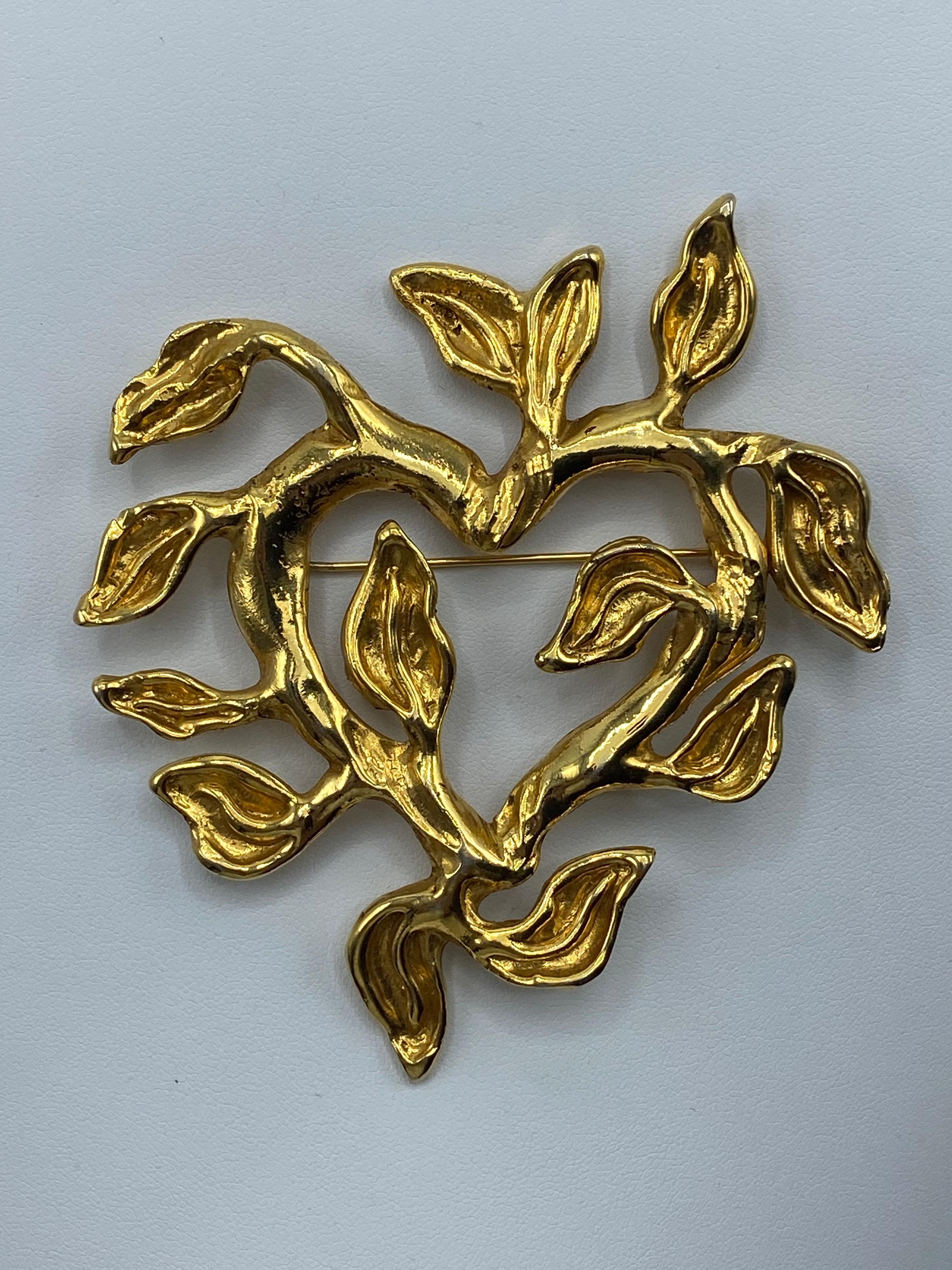 Christian Lacroix 1990s Iconic Heart of Vines & Leaves Gold Pin 5