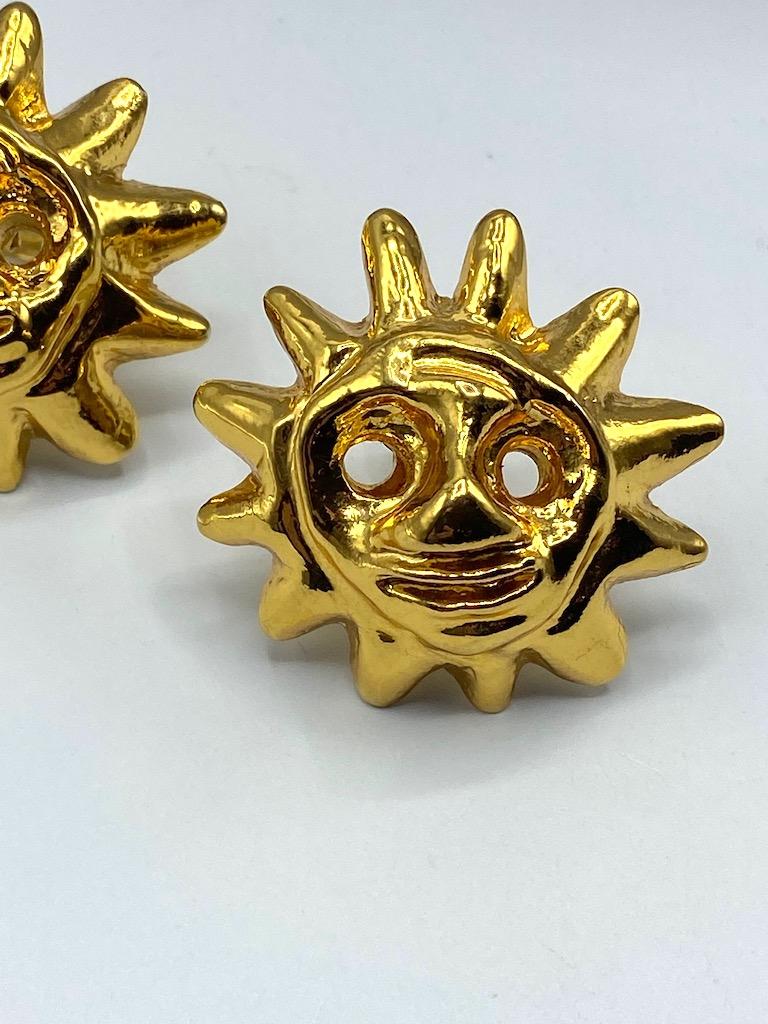 Christian Lacroix 1990s Iconic Sun Face Large Earrings 1