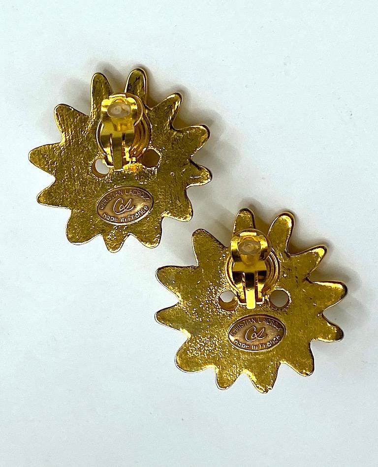 Christian Lacroix 1990s Iconic Sun Face Large Earrings 4