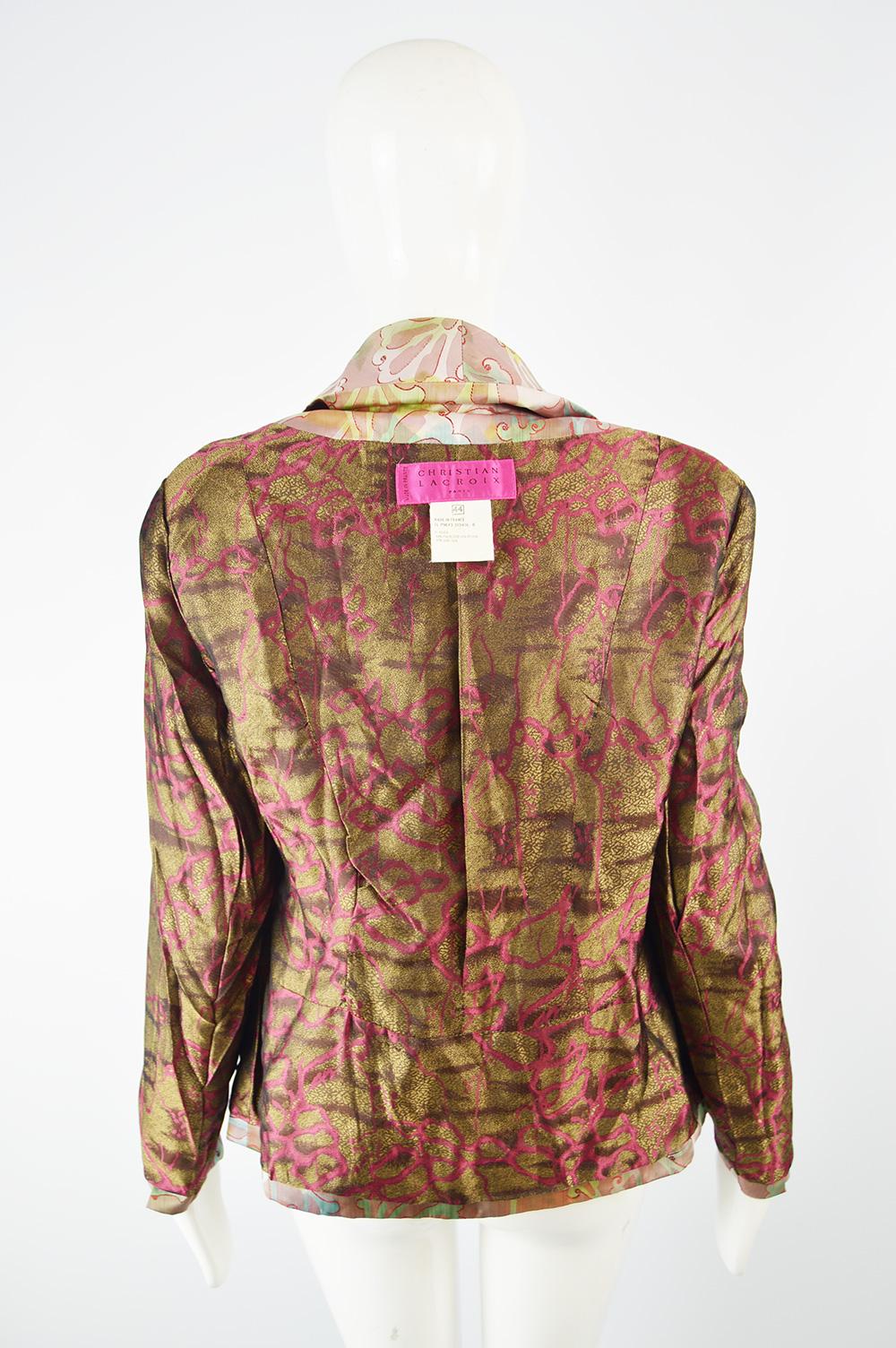 Christian Lacroix 1990s Multicolored Taffeta Tailored Evening Party Jacket For Sale 5