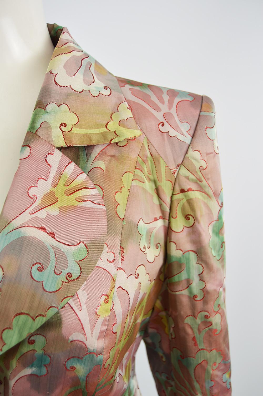 Christian Lacroix 1990s Multicolored Taffeta Tailored Evening Party Jacket For Sale 1