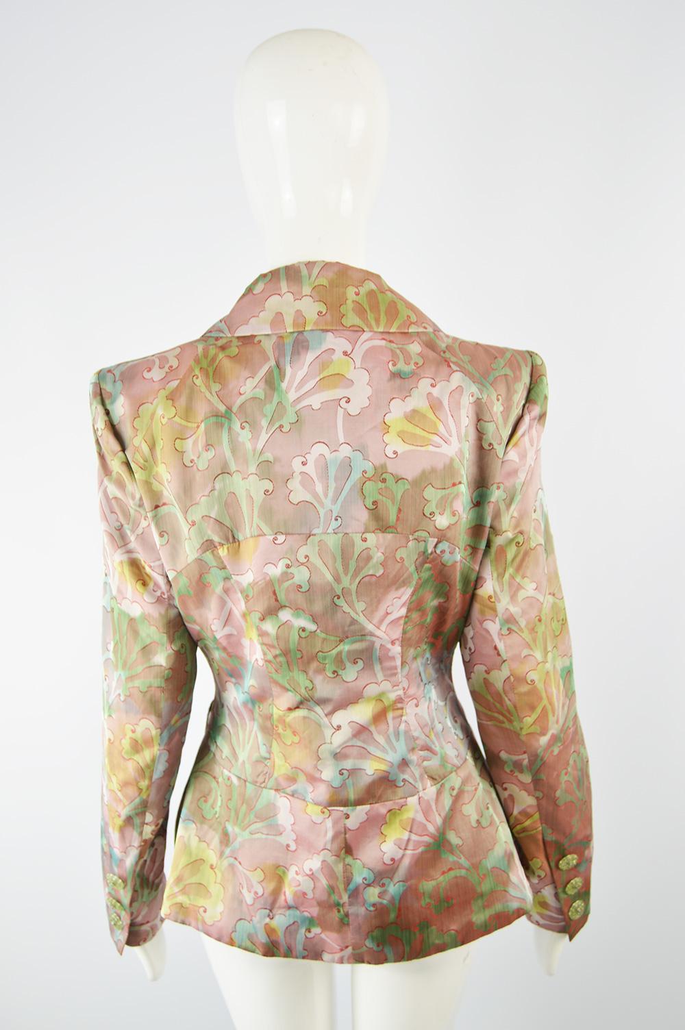 Christian Lacroix 1990s Multicolored Taffeta Tailored Evening Party Jacket For Sale 2
