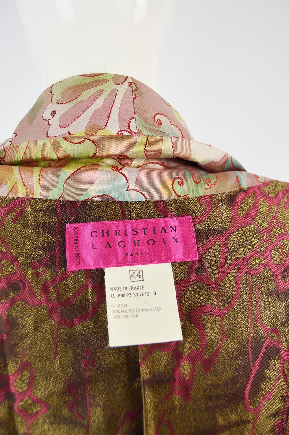 Christian Lacroix 1990s Multicolored Taffeta Tailored Evening Party Jacket For Sale 4