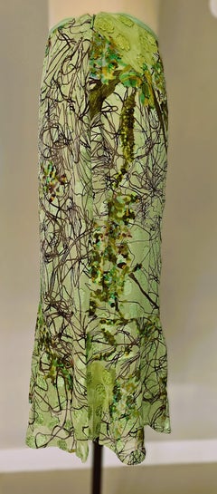 Christian Lacroix 1990s Rare Skirt Green with Exquisite Print