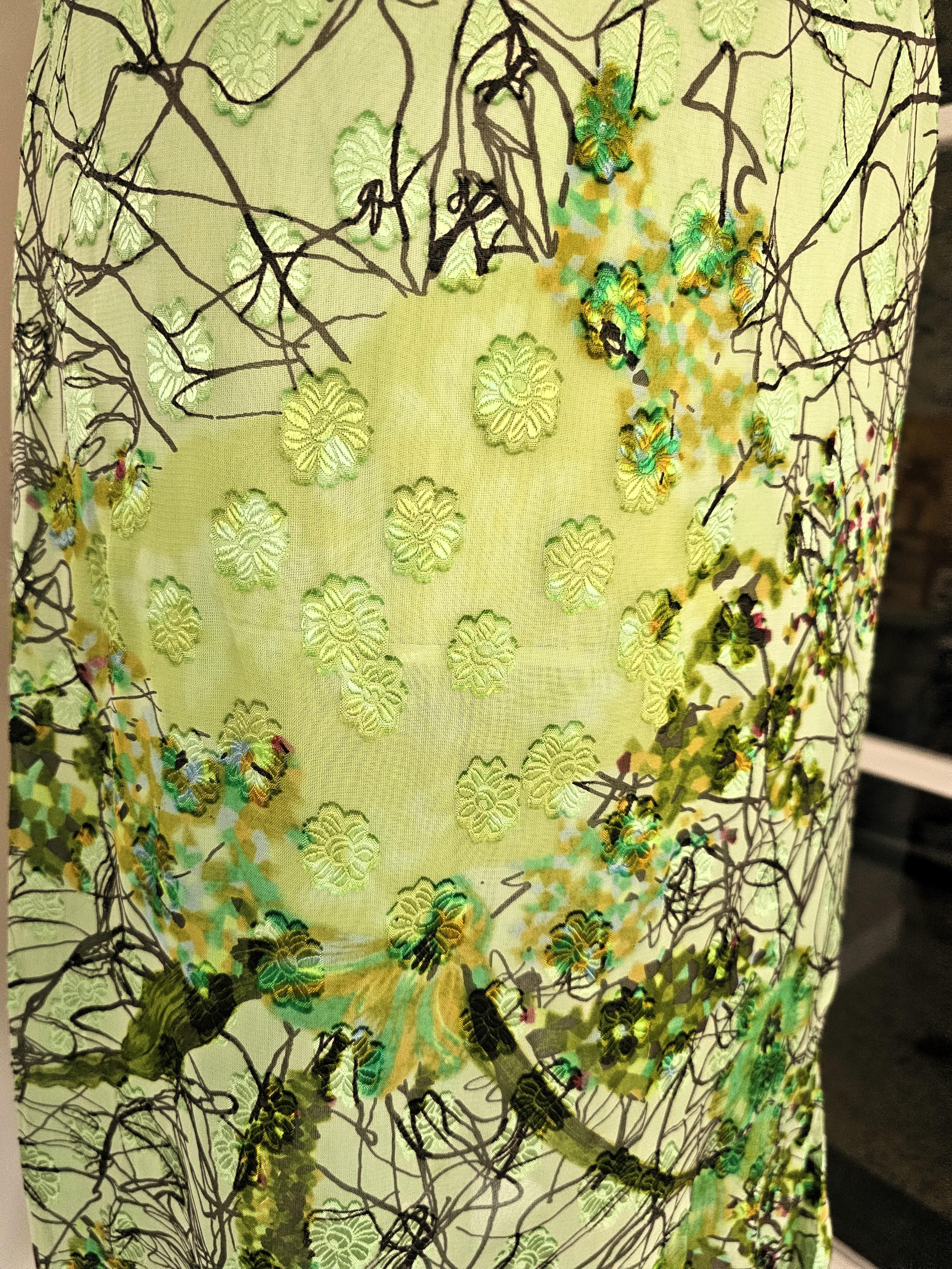 Rara Falda Christian Lacroix de los 90 Verde con Exquisito Estampado en Excelente estado para la venta en 'S-HERTOGENBOSCH, NL