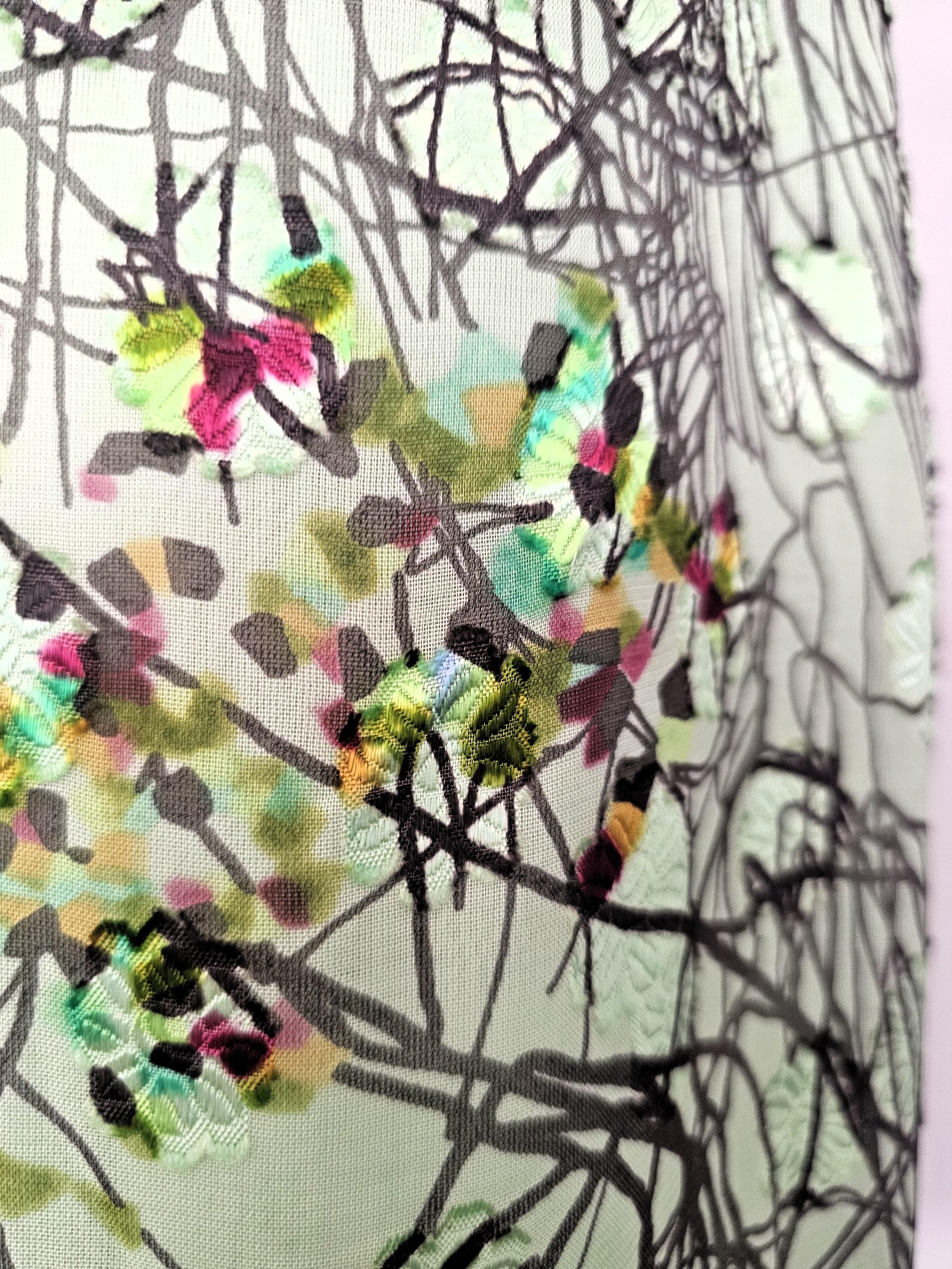 Rara Falda Christian Lacroix de los 90 Verde con Exquisito Estampado en venta 1