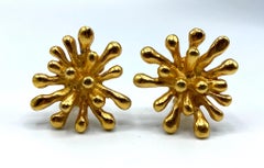 Christian Lacroix 1990s Satin Gold Sputnik Earrings.