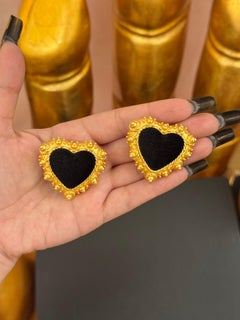 Christian Lacroix 1990’s vintage massive heart clip on earrings
