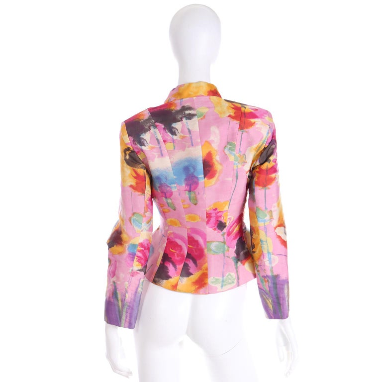 Christian Lacroix 1997 S/S Pink Abstract Print Blazer Jacket Runway Documented For Sale 1