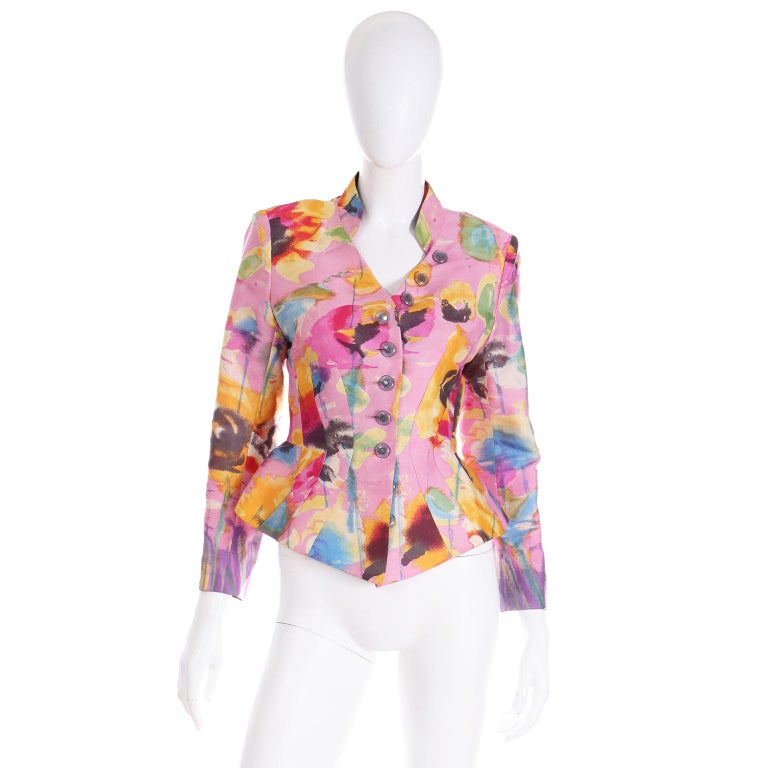 Christian Lacroix 1997 S/S Pink Abstract Print Blazer Jacket Runway Documented For Sale 2