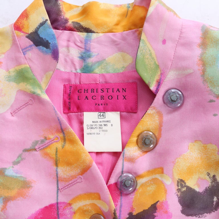 Christian Lacroix 1997 S/S Pink Abstract Print Blazer Jacket Runway Documented For Sale 3