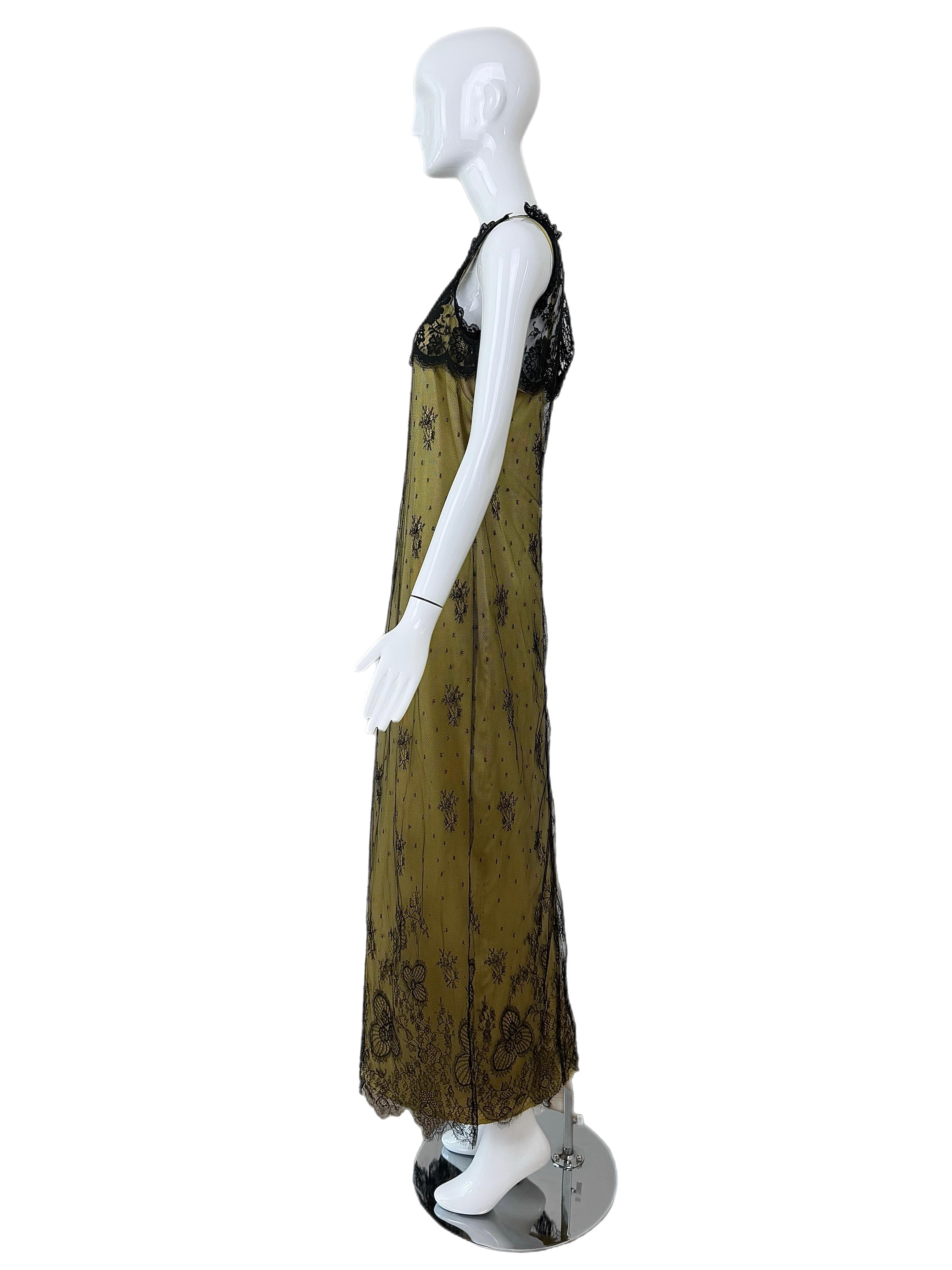 Christian Lacroix
Vintage
Runway
FW97
Greenish/Yellow silk slip dress
Jet black lace overlay
Size F38
Excellent condition, two marks on slip dress that are imperceivable once overlay is applied. Otherwise flawless
Measurements of slip dress in