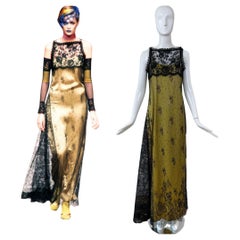 CHRISTIAN LACROIX 1997 Vintage Runway Silk Lace Overlay Gown Maxi Dress