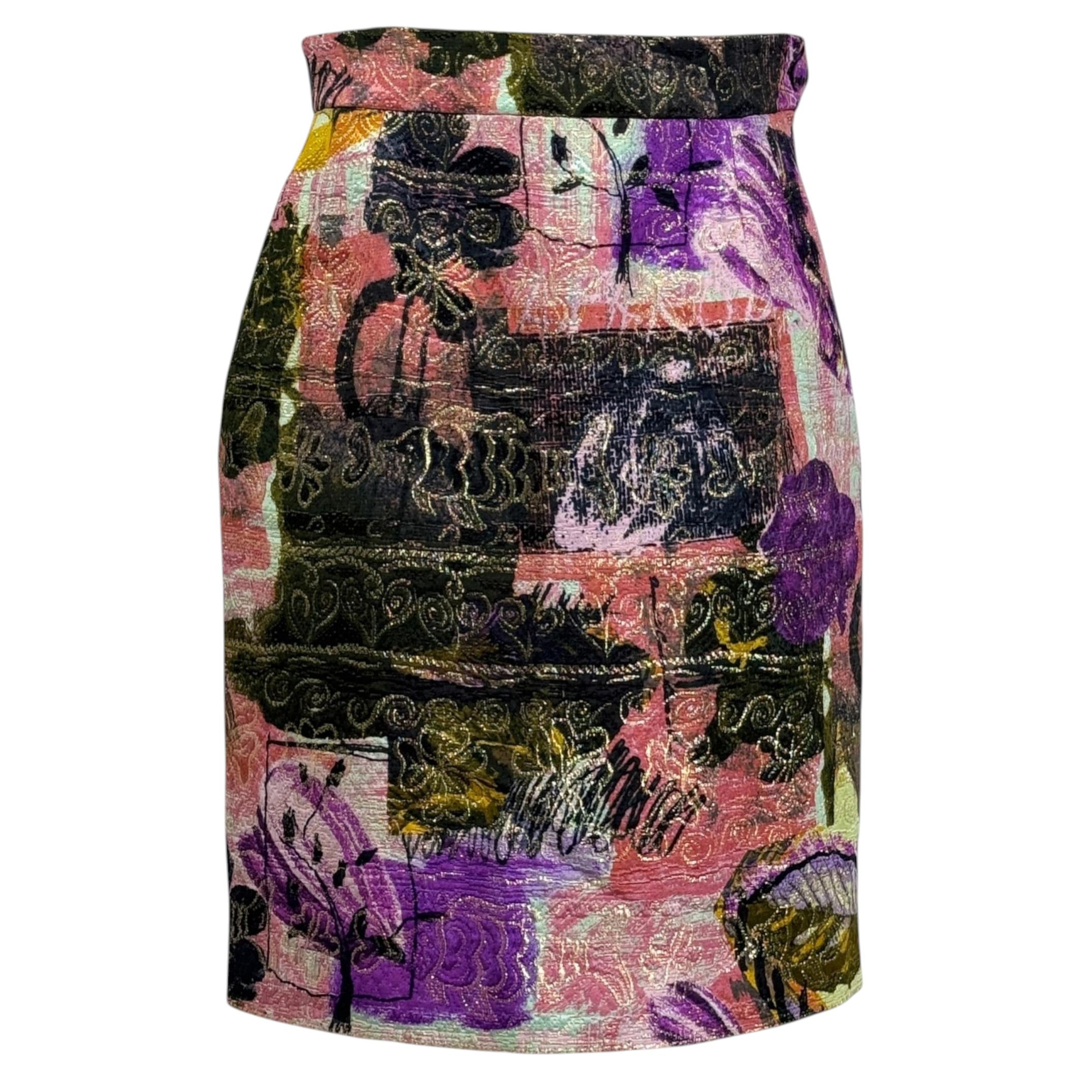 Christian Lacroix 1999 jacquard multicolor skirt