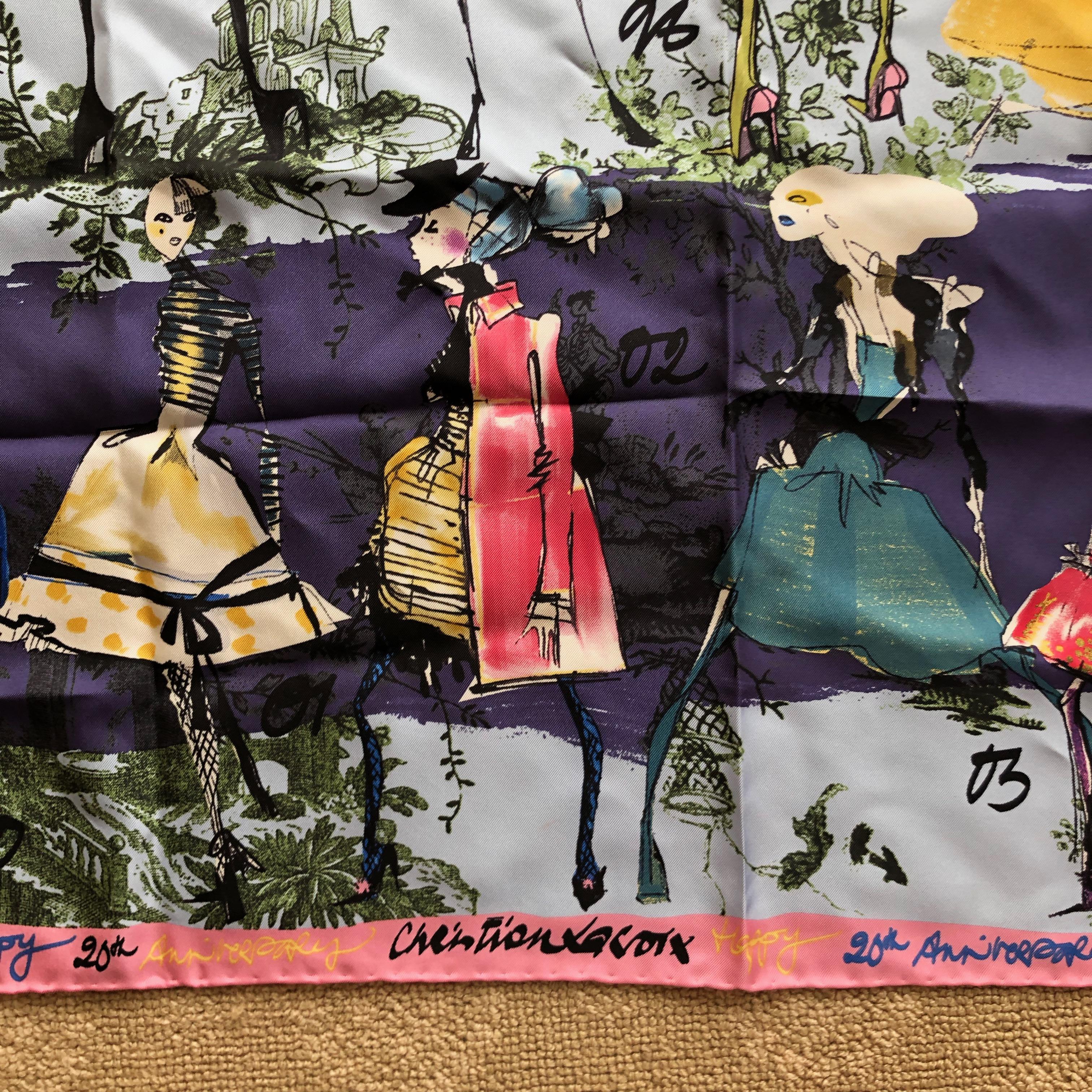 Christian Lacroix 20 Year Anniversary Commemerative Silk Scarf  For Sale 1