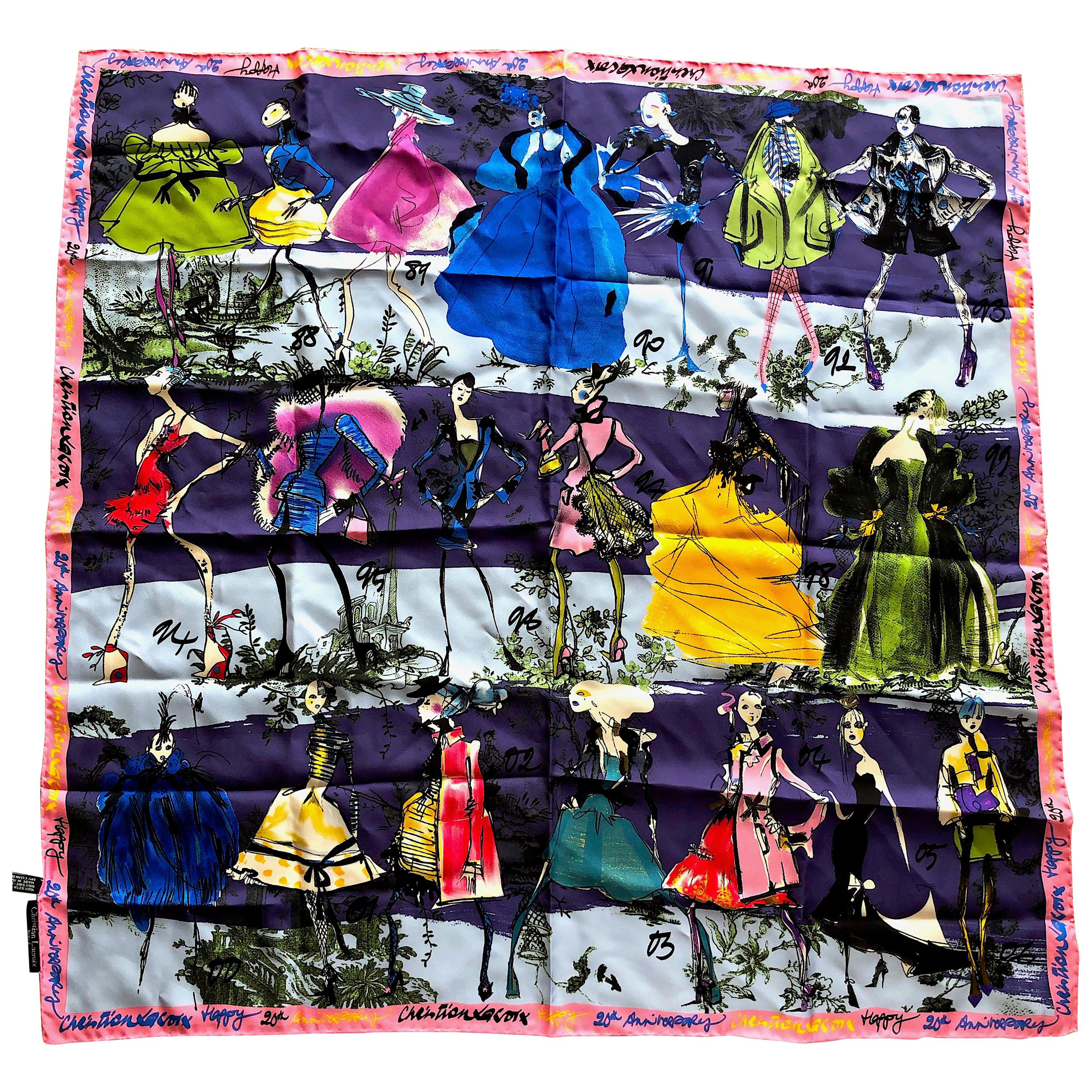 Christian Lacroix 20 Year Anniversary Commemerative Silk Scarf  For Sale