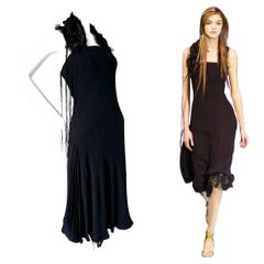 CHRISTIAN LACROIX 2002 Vintage Laufsteg-Kleid aus Seide mit Verzierungen