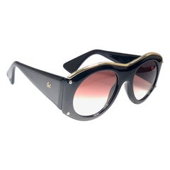 Christian Lacroix 7316 France Vintage Black and Gold Baroque Sunglasses, 1980
