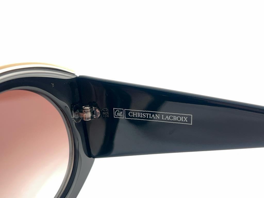 Christian Lacroix 7316 Vintage Black and Gold Baroque Sunglasses 1980's Austria For Sale 6