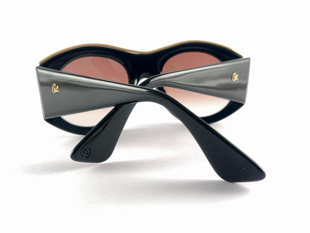 Christian Lacroix 7316 Vintage Black and Gold Baroque Sunglasses 1980's Austria For Sale 7