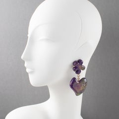 Christian Lacroix Herz-Clip-Ohrringe mit Amethyst und gelbem Jewell