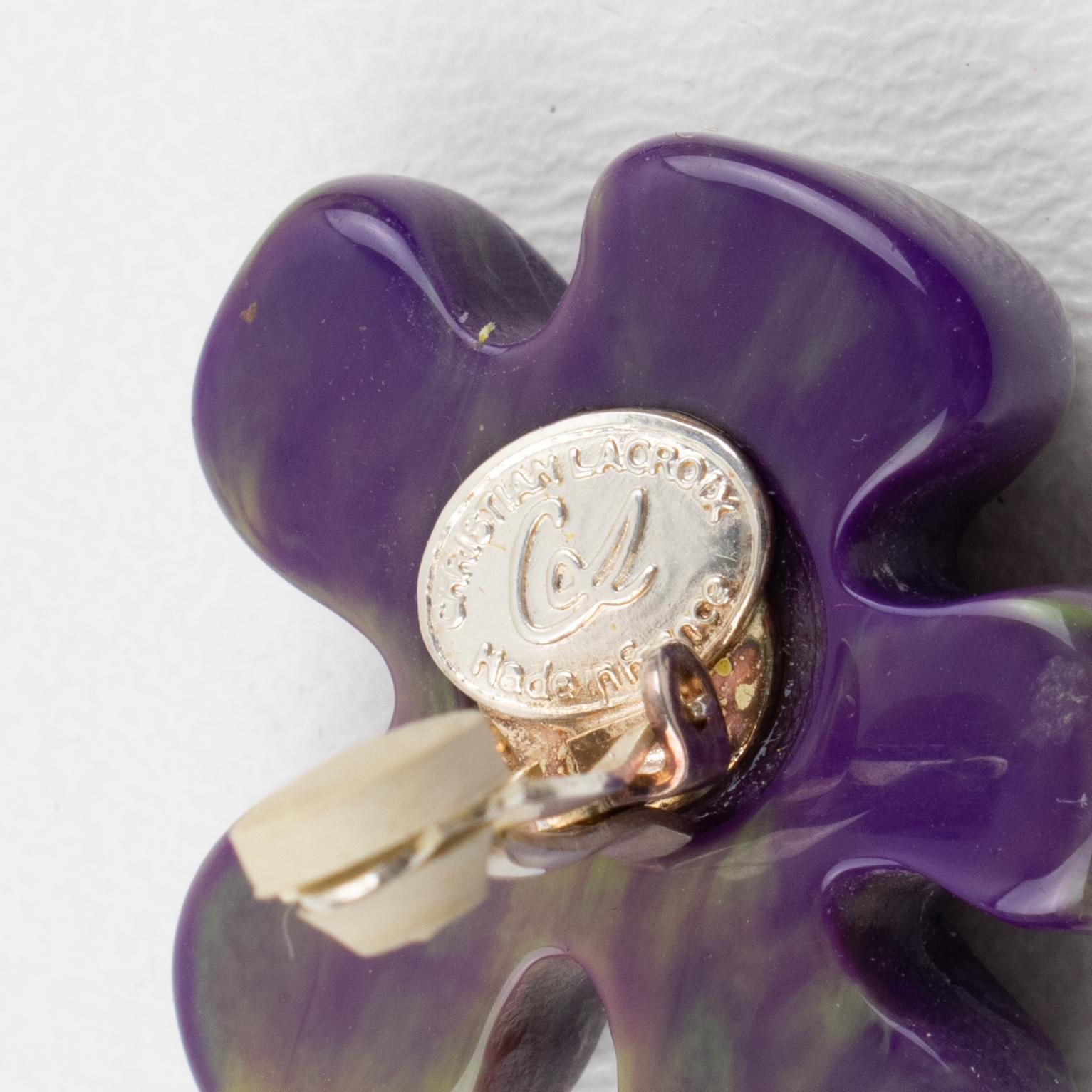 Christian Lacroix, boucles d'oreilles cœur en améthyste et bijoux jaunes Pour femmes en vente