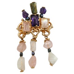 CHRISTIAN LACROIX (Zugeschrieben) Vintage-Anhänger mit Juwelen in Goldtönen